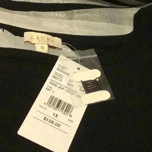 NWT Laura Plus Black Beaded Sweater PTP 23”-24 - Picture 9 of 15